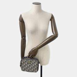 Pre Owned حقيبة كتف ديور أوبليك 30مونتانغ بوكس قماش بيج/كحلي