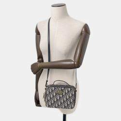 Pre Owned حقيبة كتف ديور أوبليك 30مونتانغ بوكس قماش بيج/كحلي