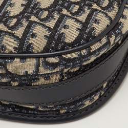 Pre Owned حقيبة كتف ديور بوبي متوسطة جاكار أوبليك كحلي/بيج وجلد