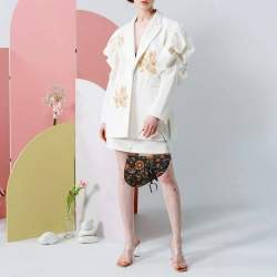 مملوكة مسبقًا Dior Saddle Vintage Black Floral Print Canvas and Patent Leather Shoulder Bag