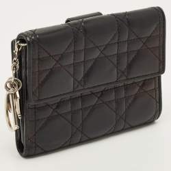 مملوكة مسبقًا Dior Lady Dior Black Cannage Leather French Wallet