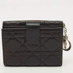 مملوكة مسبقًا Dior Lady Dior Black Cannage Leather French Wallet