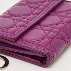 مملوكة مسبقًا محفظة ديور فرنش جلد كاناج أرجواني