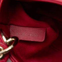 مملوكة مسبقًا Dior Red Micro Lambskin Cannage Lady Dior