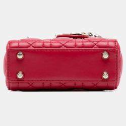 مملوكة مسبقًا Dior Red Micro Lambskin Cannage Lady Dior