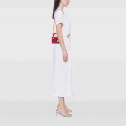 مملوكة مسبقًا Dior Red Micro Lambskin Cannage Lady Dior