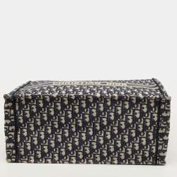 Pre Owned حقيبة يد ديور كبيرة كنفاس مطرز شعار الماركة أزرق كحلي