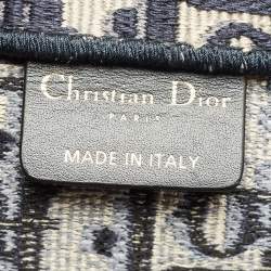 Pre Owned حقيبة يد ديور كبيرة كنفاس مطرز شعار الماركة أزرق كحلي