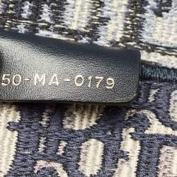 Pre Owned حقيبة يد ديور كبيرة كنفاس مطرز شعار الماركة أزرق كحلي