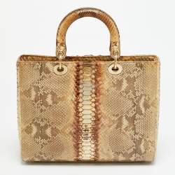 مملوكة مسبقًا حقيبة ديور ديور سيدة كبيرة جلد نعام أصفر