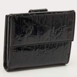 مملوكة مسبقًا محفظة ديور جلد براءة اختراع منقوشة سوداء فرنسية