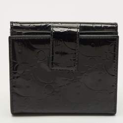 مملوكة مسبقًا محفظة ديور جلد براءة اختراع منقوشة سوداء فرنسية