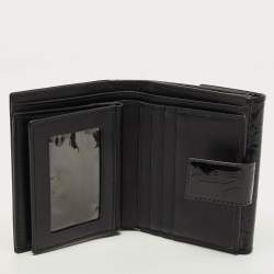 مملوكة مسبقًا محفظة ديور جلد براءة اختراع منقوشة سوداء فرنسية