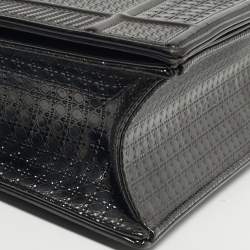 مملوكة مسبقًا حقيبة كتف ديور ديوراما متوسطة جلد لامع ميكرو كاناج رمادية داكنة معدنية