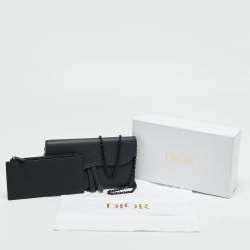 Pre Owned محفظة بسلسلة ديور سادل جلد أزرق حجري