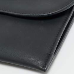 Pre Owned محفظة بسلسلة ديور سادل جلد أزرق حجري