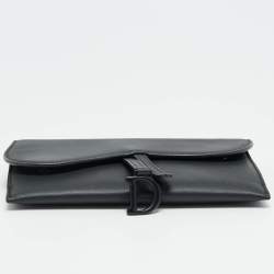 Pre Owned محفظة بسلسلة ديور سادل جلد أزرق حجري