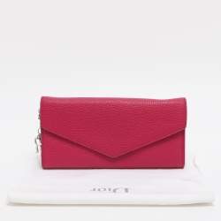 Pre Owned Dior Diorissimo Pink Leather Continental Wallet