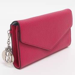 Pre Owned Dior Diorissimo Pink Leather Continental Wallet