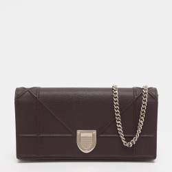 مملوكة مسبقًا محفظة بسلسلة ديور ديوراما جلد وردي أبيض فاتح