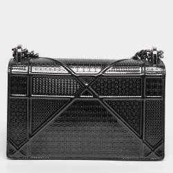 مملوكة مسبقًا Dior Diorama Small Dark Grey Microcannage Patent Leather Flap Bag