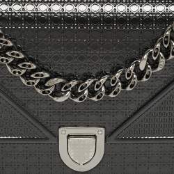 مملوكة مسبقًا Dior Diorama Small Dark Grey Microcannage Patent Leather Flap Bag