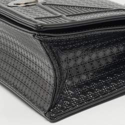 مملوكة مسبقًا Dior Diorama Small Dark Grey Microcannage Patent Leather Flap Bag