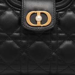 مملوكة مسبقًا حقيبة ساتشيل جلد مبطن كاناج أسود ديور جولي ميني