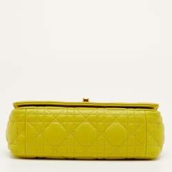 مملوكة مسبقًا حقيبة كتف  ديور كارو جلد كاناج لايم أصفر صغيرة