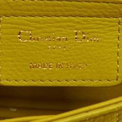 مملوكة مسبقًا حقيبة كتف ديور كارو جلد كاناج لايم أصفر صغيرة