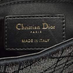 Pre Owned Dior Embroidered Beads Lady Dior Mini Leather and Suede Tote