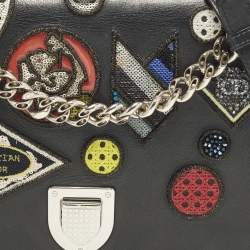 مملوكة مسبقًا Dior Patchwork Diorama Medium Black Leather Shoulder Bag