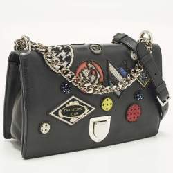 مملوكة مسبقًا Dior Patchwork Diorama Medium Black Leather Shoulder Bag