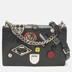 مملوكة مسبقًا Dior Patchwork Diorama Medium Black Leather Shoulder Bag