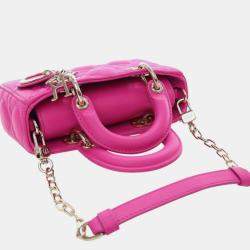 مملوكة مسبقًا حقيبة ديور ليدي دي جوي مايكرو لامبسكين وردية كاناج