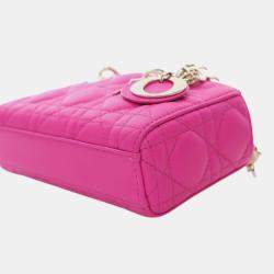 مملوكة مسبقًا حقيبة ديور ليدي دي جوي مايكرو لامبسكين وردية كاناج