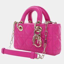 مملوكة مسبقًا حقيبة ديور ليدي دي جوي مايكرو لامبسكين وردية كاناج