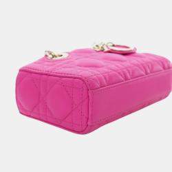 مملوكة مسبقًا حقيبة ديور ليدي دي جوي مايكرو لامبسكين وردية كاناج