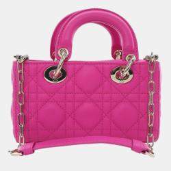 مملوكة مسبقًا حقيبة ديور ليدي دي جوي مايكرو لامبسكين وردية كاناج