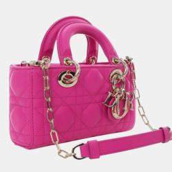 مملوكة مسبقًا حقيبة ديور ليدي دي جوي مايكرو لامبسكين وردية كاناج