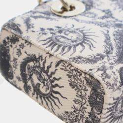 مملوكة مسبقًا Dior White Small Denim Toile de Jouy Soleil Lady D Joy