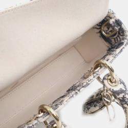 مملوكة مسبقًا Dior White Small Denim Toile de Jouy Soleil Lady D Joy