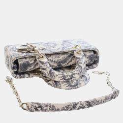 مملوكة مسبقًا Dior White Small Denim Toile de Jouy Soleil Lady D Joy