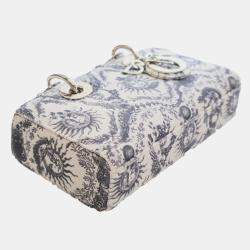 مملوكة مسبقًا Dior White Small Denim Toile de Jouy Soleil Lady D Joy