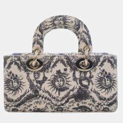 مملوكة مسبقًا Dior White Small Denim Toile de Jouy Soleil Lady D Joy