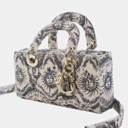 مملوكة مسبقًا Dior White Small Denim Toile de Jouy Soleil Lady D Joy