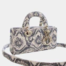 مملوكة مسبقًا Dior White Small Denim Toile de Jouy Soleil Lady D Joy