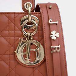 Pre Owned Dior Orange Small Lambskin Cannage MyABCDior Lady Dior
