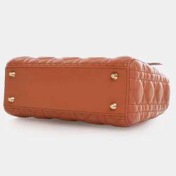 Pre Owned Dior Orange Small Lambskin Cannage MyABCDior Lady Dior
