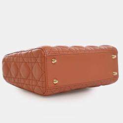 Pre Owned Dior Orange Small Lambskin Cannage MyABCDior Lady Dior